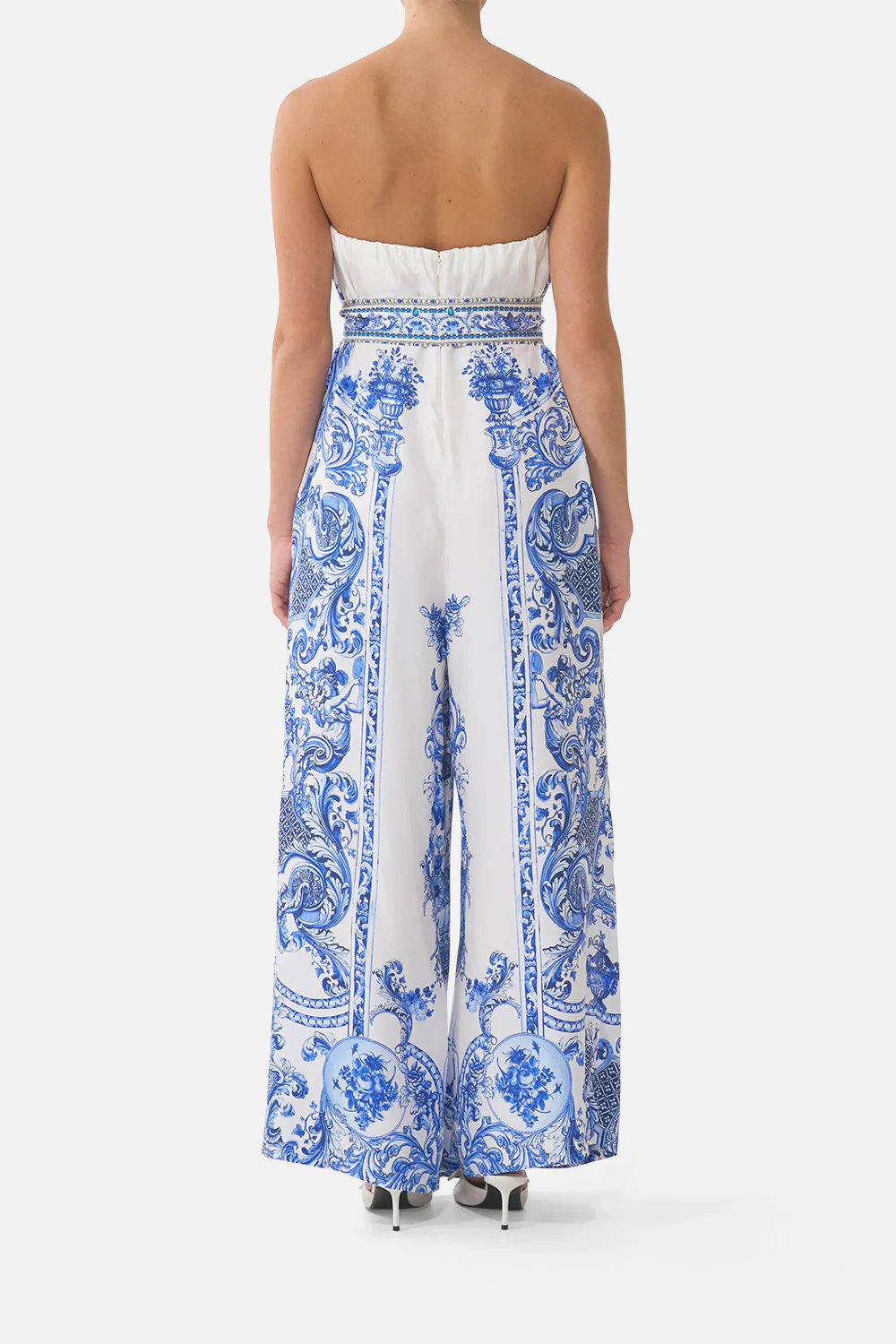 FRONT PLEAT STRAPLESS JUMPSUIT CERAMIC PANORAMIC - Image 2