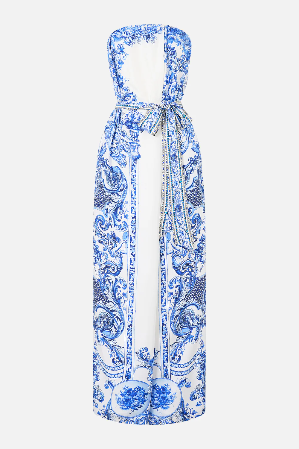 FRONT PLEAT STRAPLESS JUMPSUIT CERAMIC PANORAMIC - Image 3