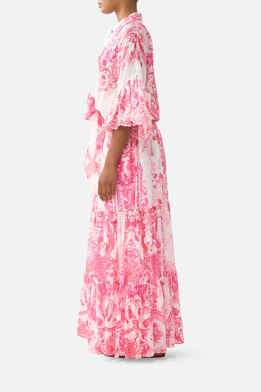 TIE FRONT SHIRT WITH SLEEVE FRILL LIVIN LA VIDA ROSA - Image 4