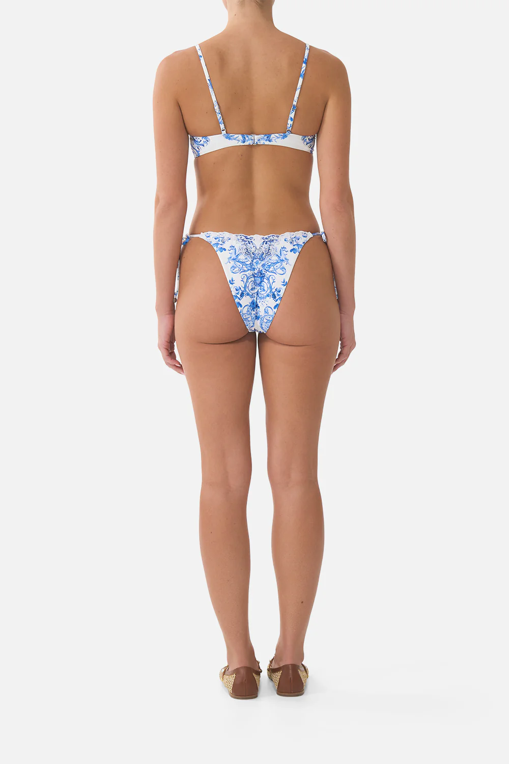 DIP WAIST CHEEKY BIKINI BOTTOM WITH TIE SIDES CERAMIC PANORAMIC - Image 2