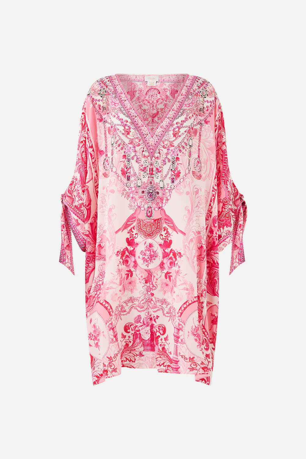 TIE SLEEVE SHORT V NECK KAFTAN LIVIN LA VIDA ROSA - Image 3