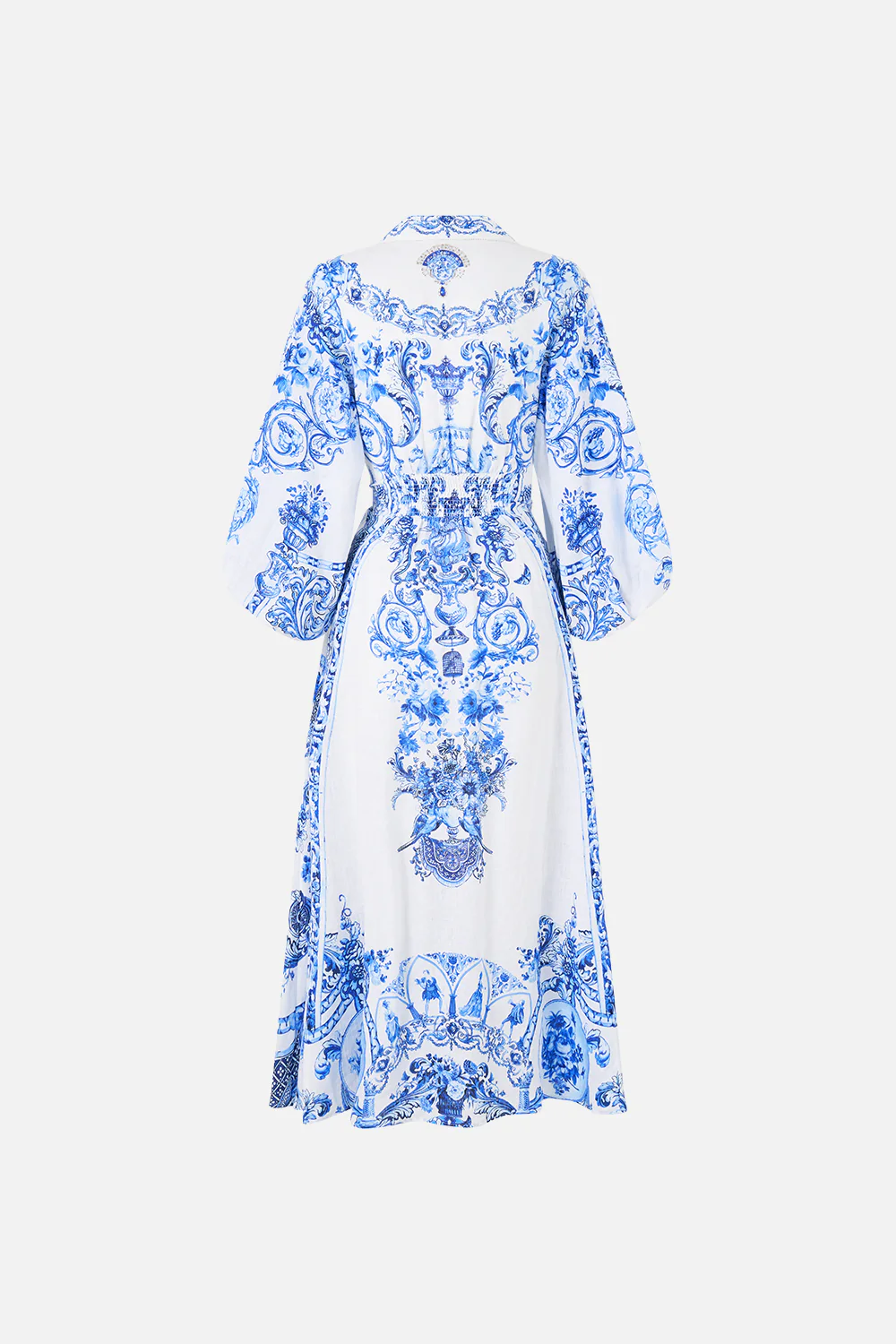 WAIST TIE SHIRT DRESS WITH BUBBLE SLEEVE CERAMIC PANORAMIC - Image 6