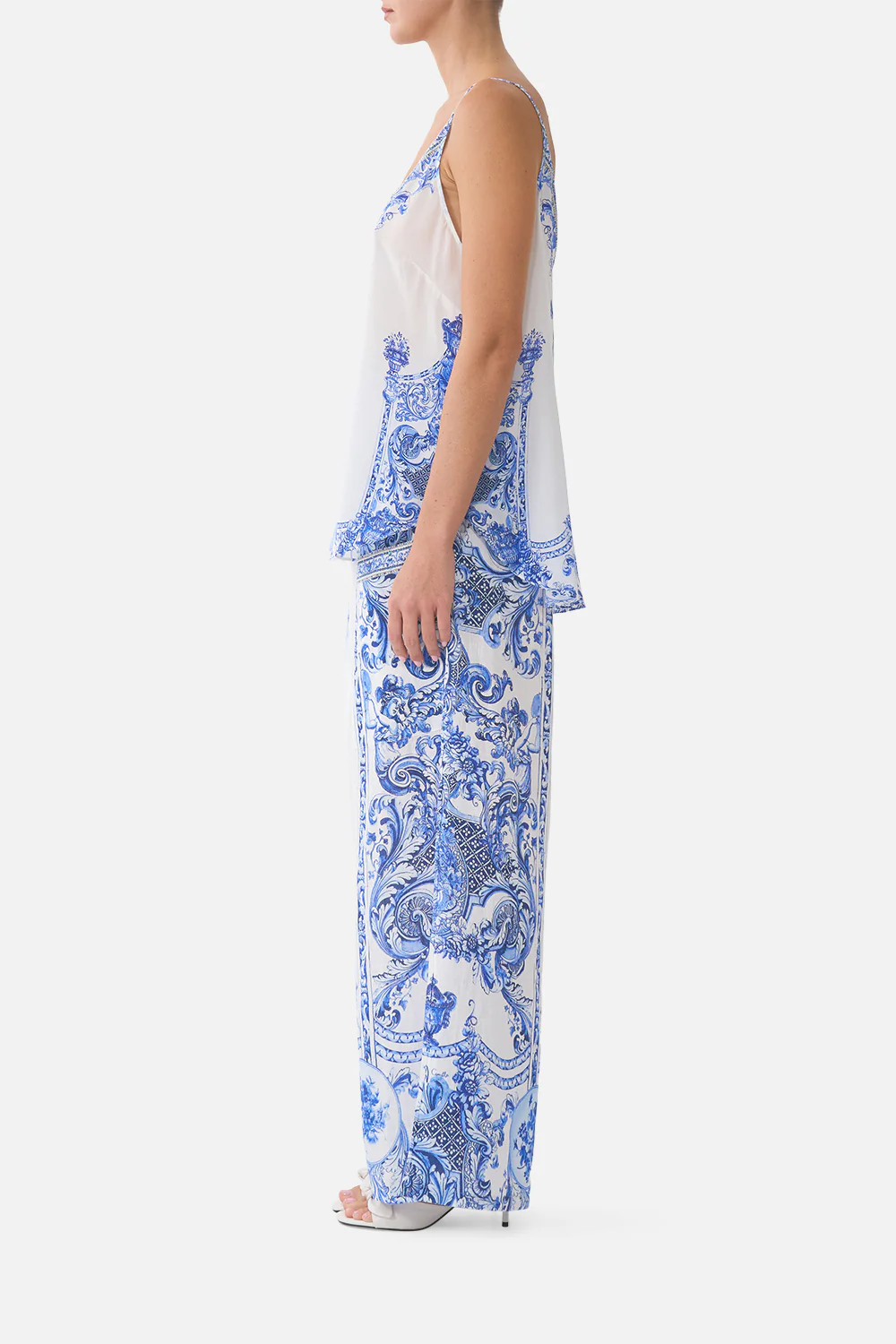 WIDE LEG TROUSER WITH FRONT POCKETS CERAMIC PANORAMIC - Image 4