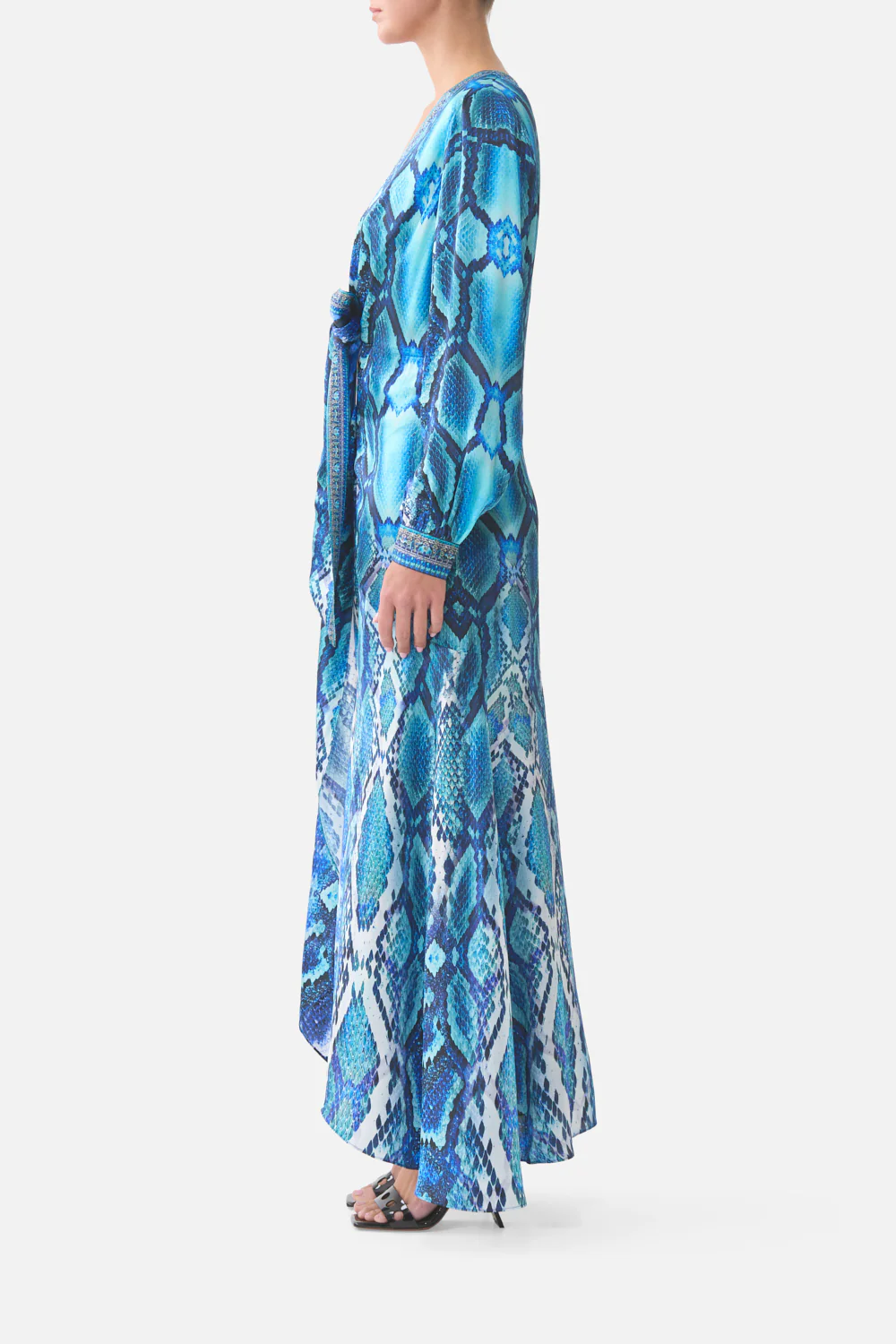 TIE WAIST LONG SLEEVE DRESS THE SAPPHIRE SERPENT - Image 4