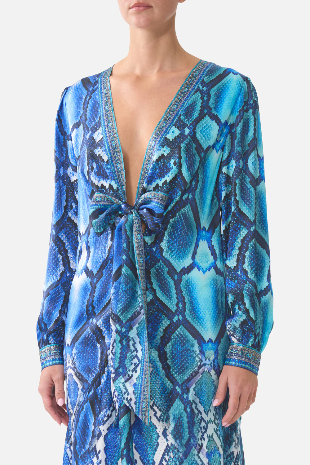 TIE WAIST LONG SLEEVE DRESS THE SAPPHIRE SERPENT - Image 5