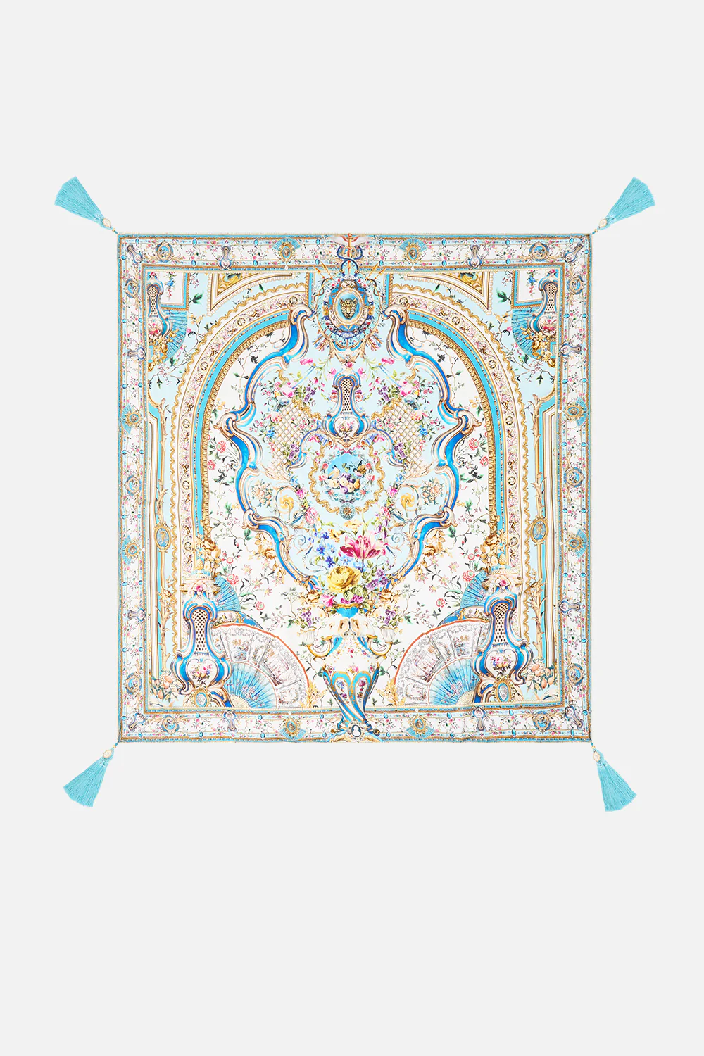 LARGE CRYSTALLED SILK SQUARE SCARF ART FOR THE ARTISANS - Image 2