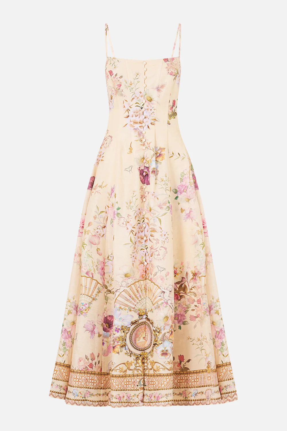 CORSET DRESS WITH LONG FLARED SKIRT ADORNED IN ARANJUEZ - Image 3
